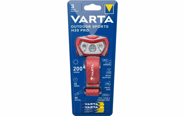 Varta Lampe Frontale Outdoor Sports H20 Pro Rouge – Phare haute qualité 3